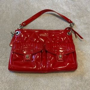 Authentic Red Patent Leather Poppy Shoulder Bag